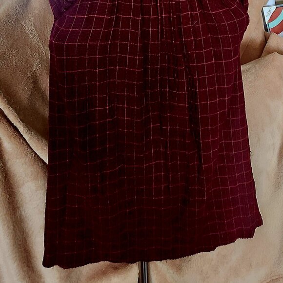 B26  Zara Red & Black Plaid Flannel midi Shirt dress w/ pockets - Picture 6 of 7